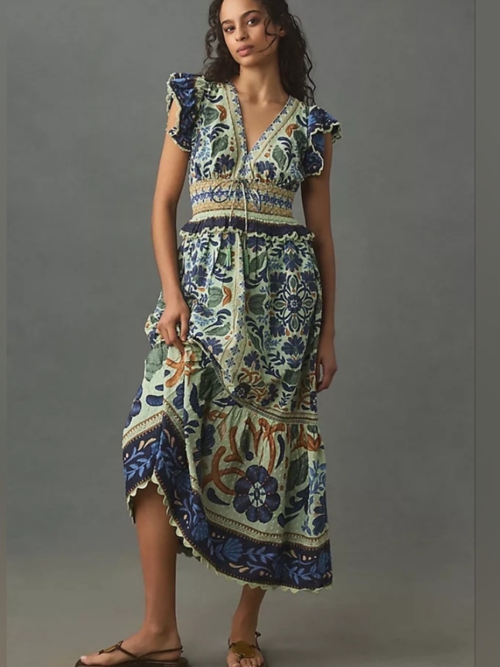 Farm Rio Ocean Tapestry Midi Dress